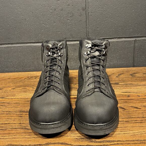 Work N Sport 9485 Black Leather Steel Toe Work Combat Biker Boots Men’s 13 D - Picture 3 of 8